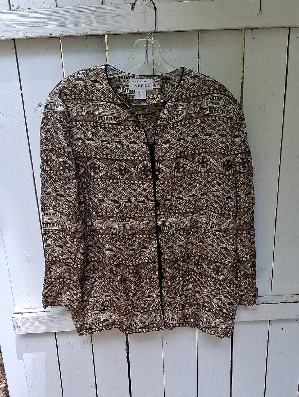 Adrianna Papell Brown & Cream Printed Silk Blouse